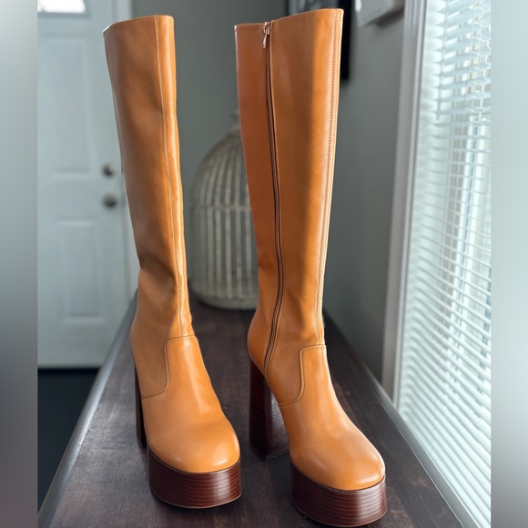 Jeffrey Campbell Timewarp Platform Heeled Boots- Natural - Picture 6 of 17